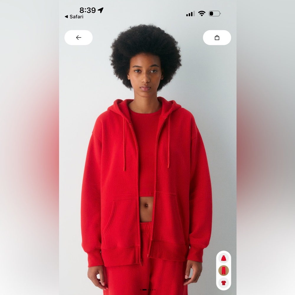 Aritzia True Red TNA Cozy Fleece Boyfriend Zip - S